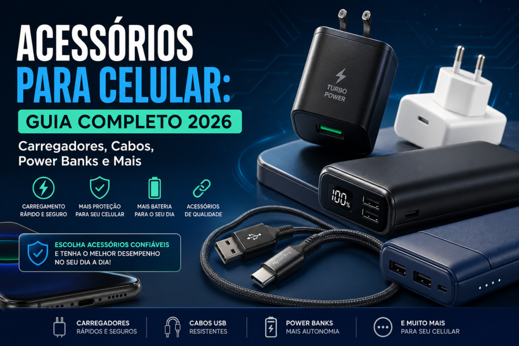 Acessórios para Celular: Guia Completo 2026 (Carregadores, Cabos, Power Banks e Mais)