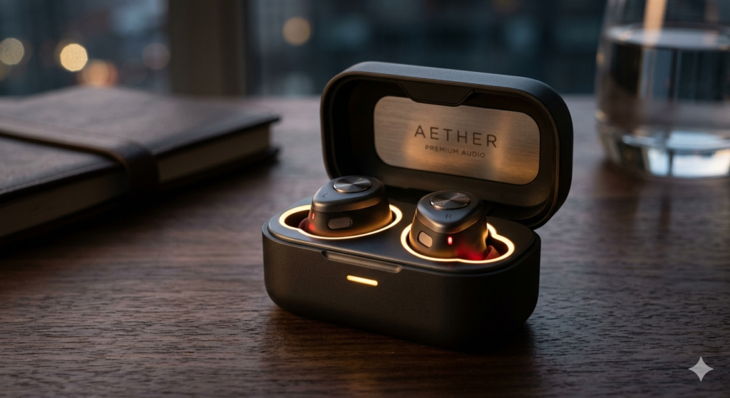 Fone Bluetooth dentro do estojo com iluminação premium