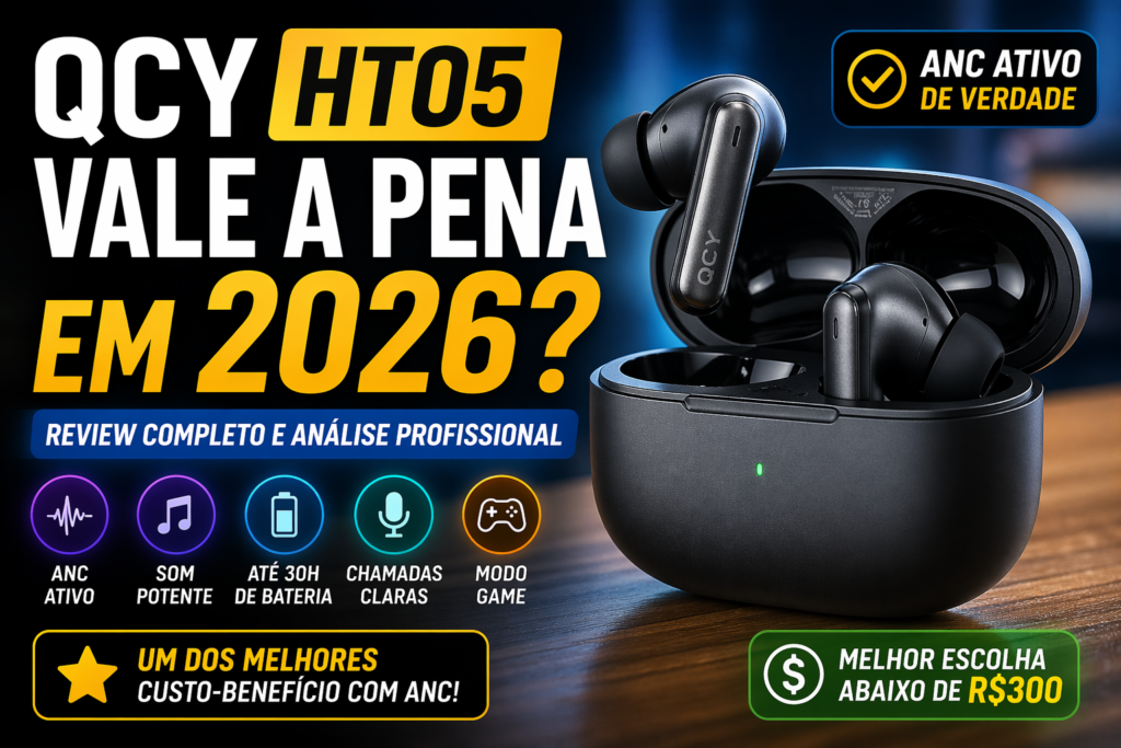 QCY HT05 vale a pena em 2026? Review completo