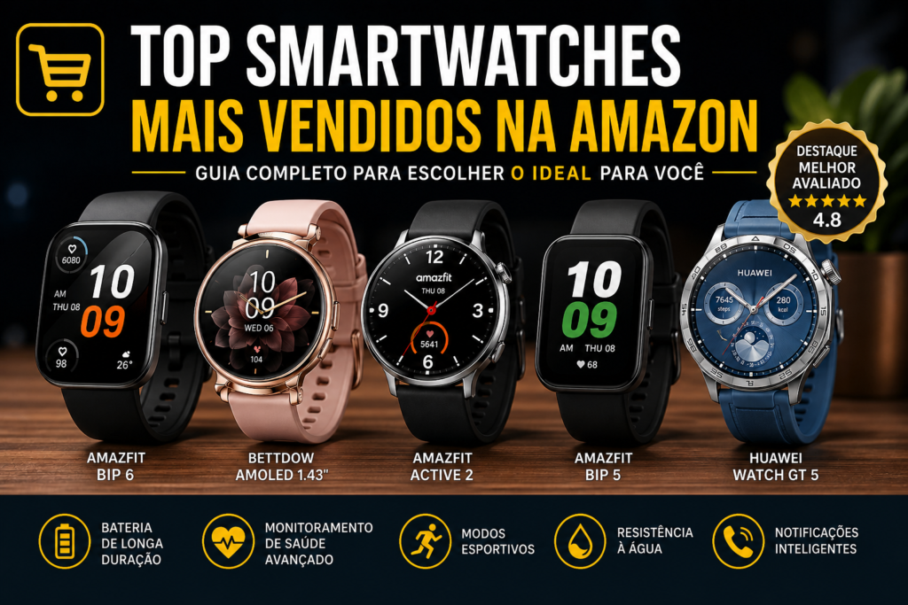 Top smartwatches mais vendidos na Amazon em 2026 (Guia definitivo para escolher o ideal)