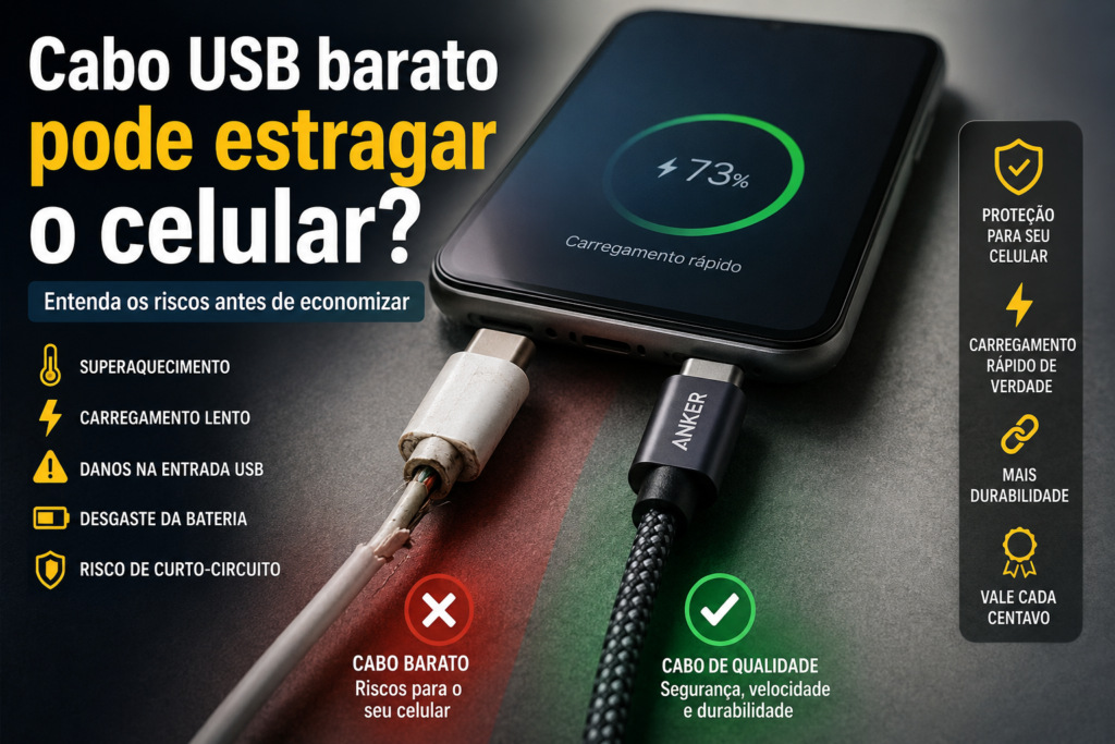 Cabo USB barato pode estragar o celular? Entenda os riscos antes de economizar
