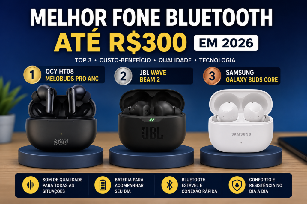Melhor Fone Bluetooth até R$300 em 2026: TOP 3 Modelos Que Realmente Valem a Pena