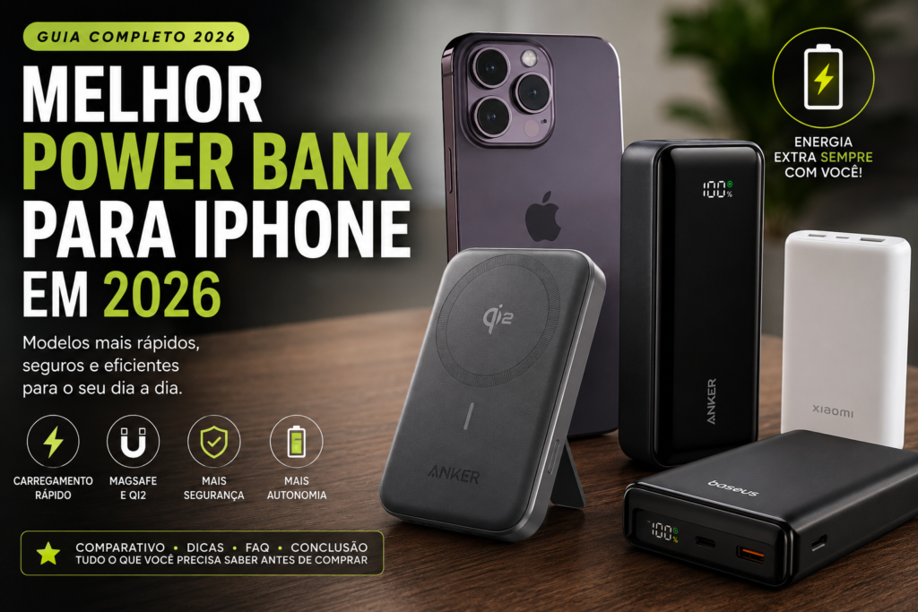 Melhor Power Bank para iPhone em 2026: Os Modelos Mais Seguros, Rápidos e Eficientes