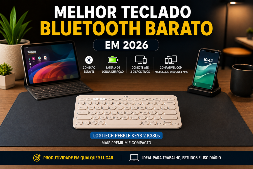 Melhor Teclado Bluetooth Barato em 2026: Vale a Pena Comprar o Logitech Pebble Keys 2 K380s?
