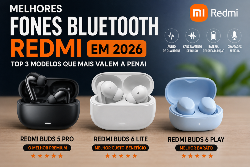 Melhores Fones Bluetooth Redmi em 2026: TOP 3 Modelos Que Mais Valem a Pena