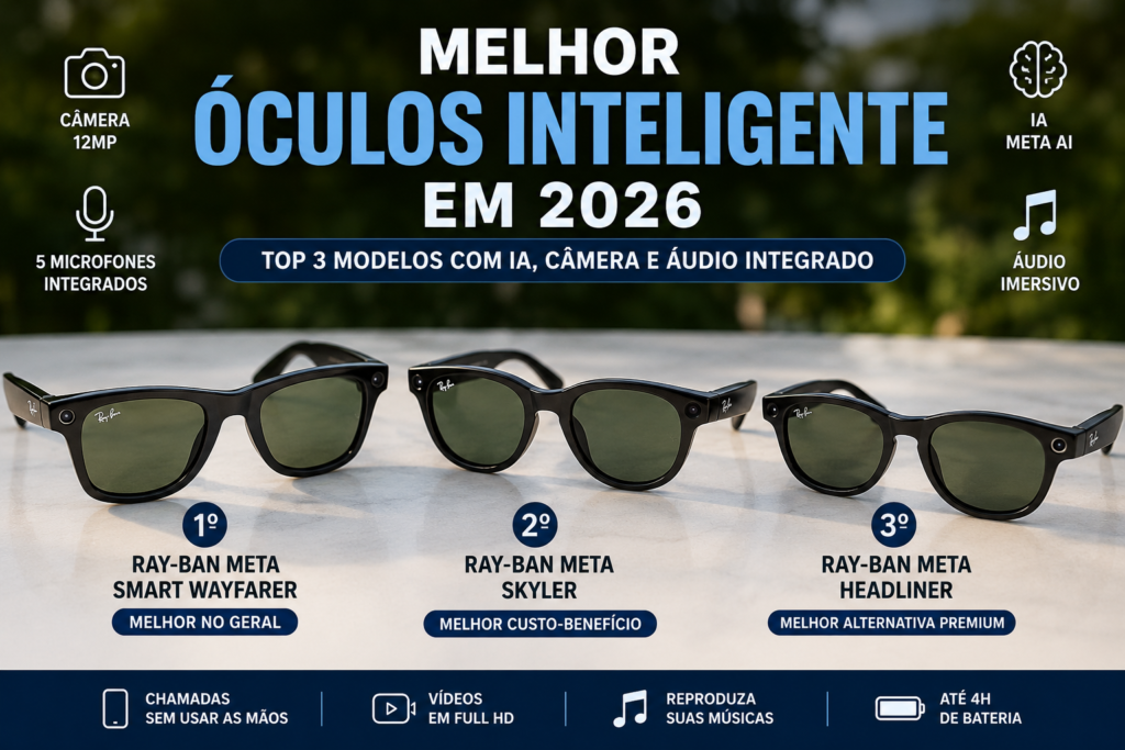 Melhor Óculos Inteligente em 2026: TOP 3 Modelos com IA, Câmera e Áudio Integrado