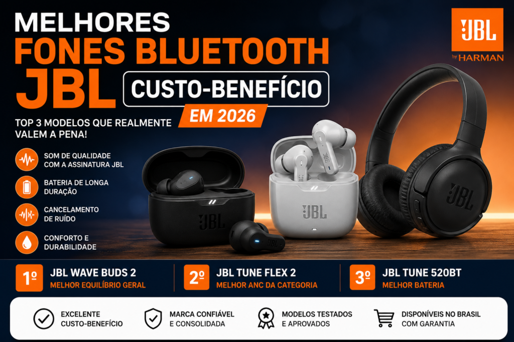 Melhores Fones Bluetooth JBL Custo-Benefício em 2026