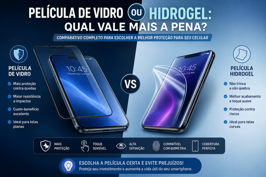 Película de Vidro ou Hidrogel: Qual Vale Mais a Pena em 2026?