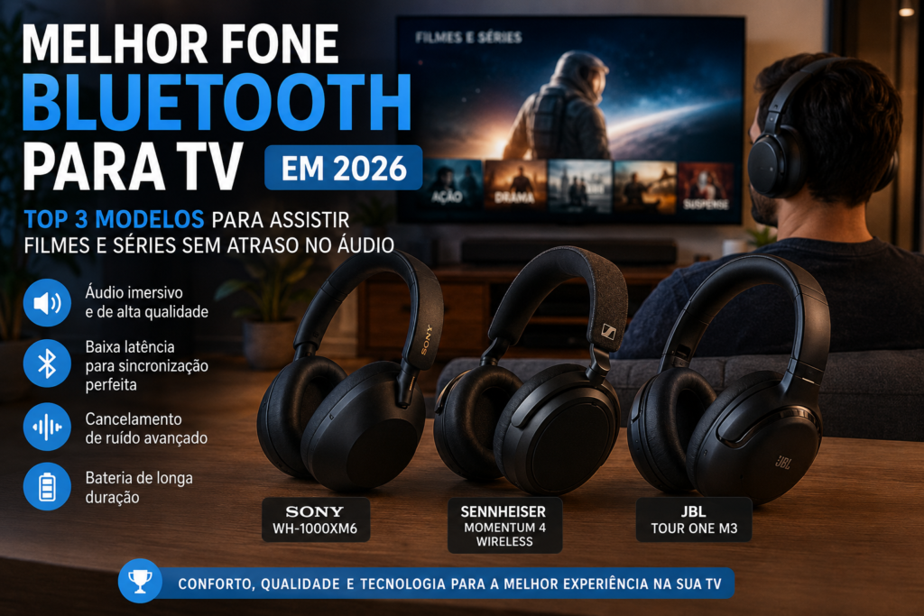 Melhor Fone Bluetooth para TV em 2026: TOP 3 Modelos Para Assistir Filmes Sem Atraso no Áudio