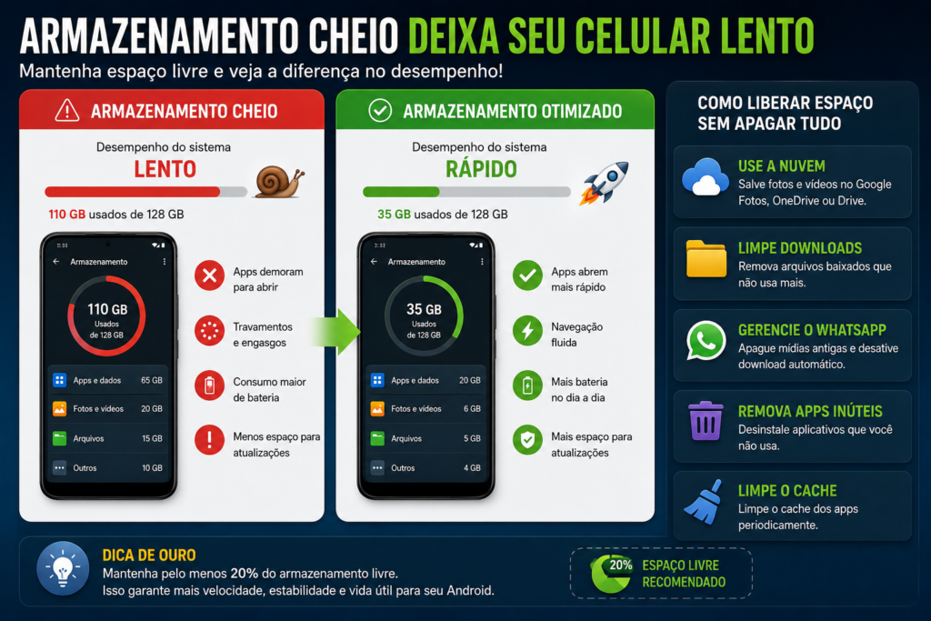 Armazenamento cheio a principal causa da lentidão